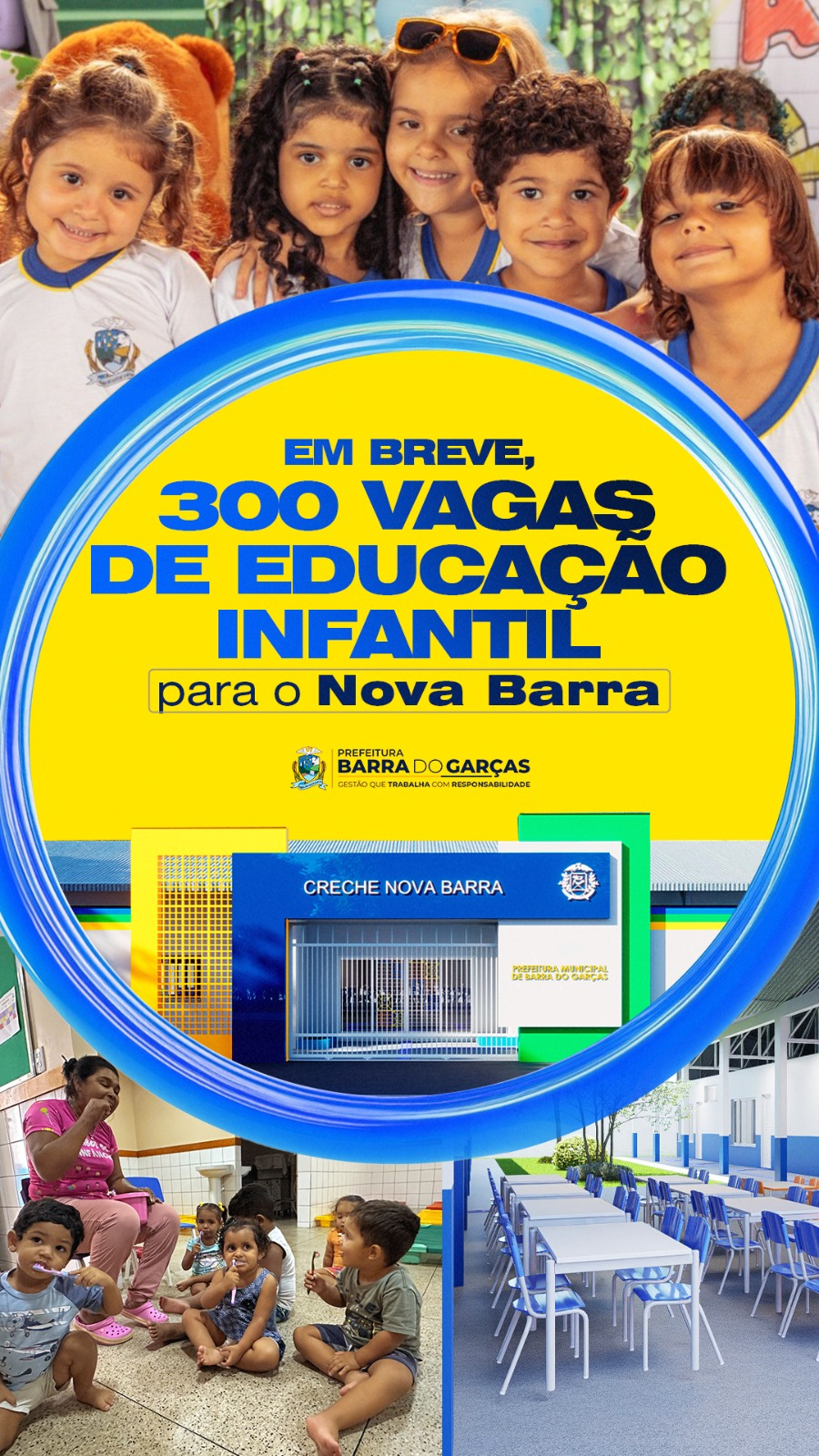 Nova creche vai garantir vagas para cerca de 300 crianças no Nova Barra