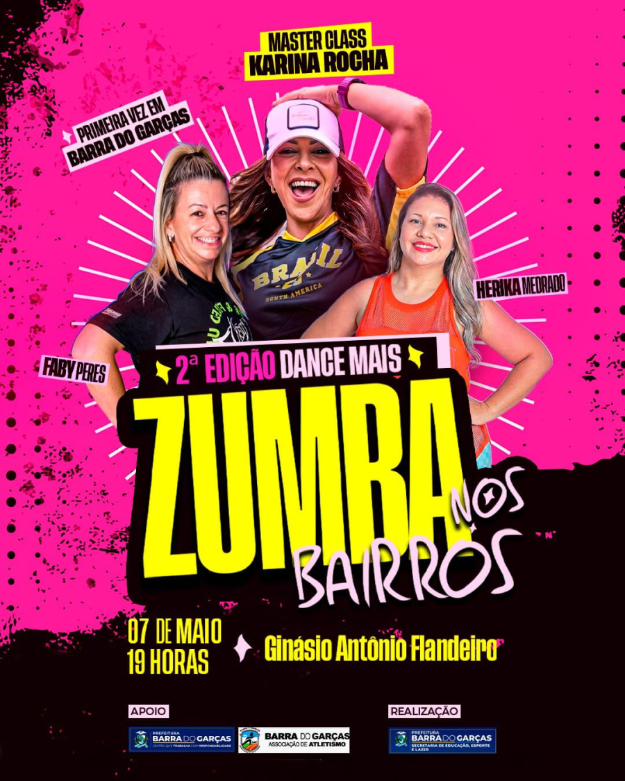 Barra do Garças recebe 2ª edição do “Dance Mais Zumba nos Bairros” nesta quinta (07)