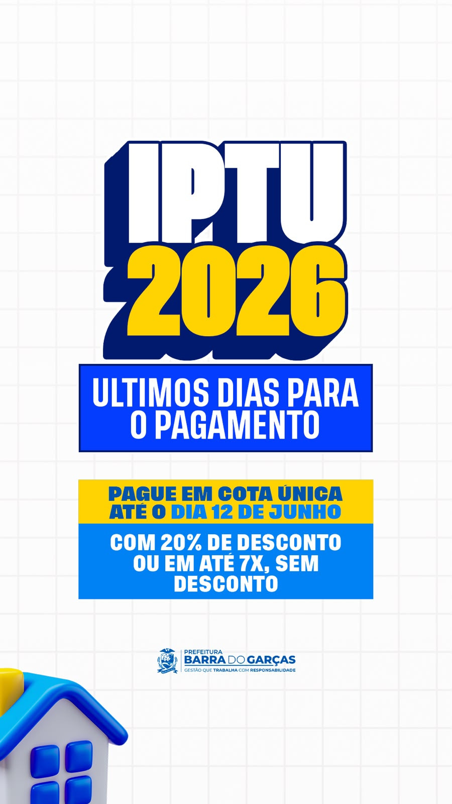 Prazo para pagamento do IPTU 2026 termina nesta sexta-feira em Barra do Garças  🏛️💰✅