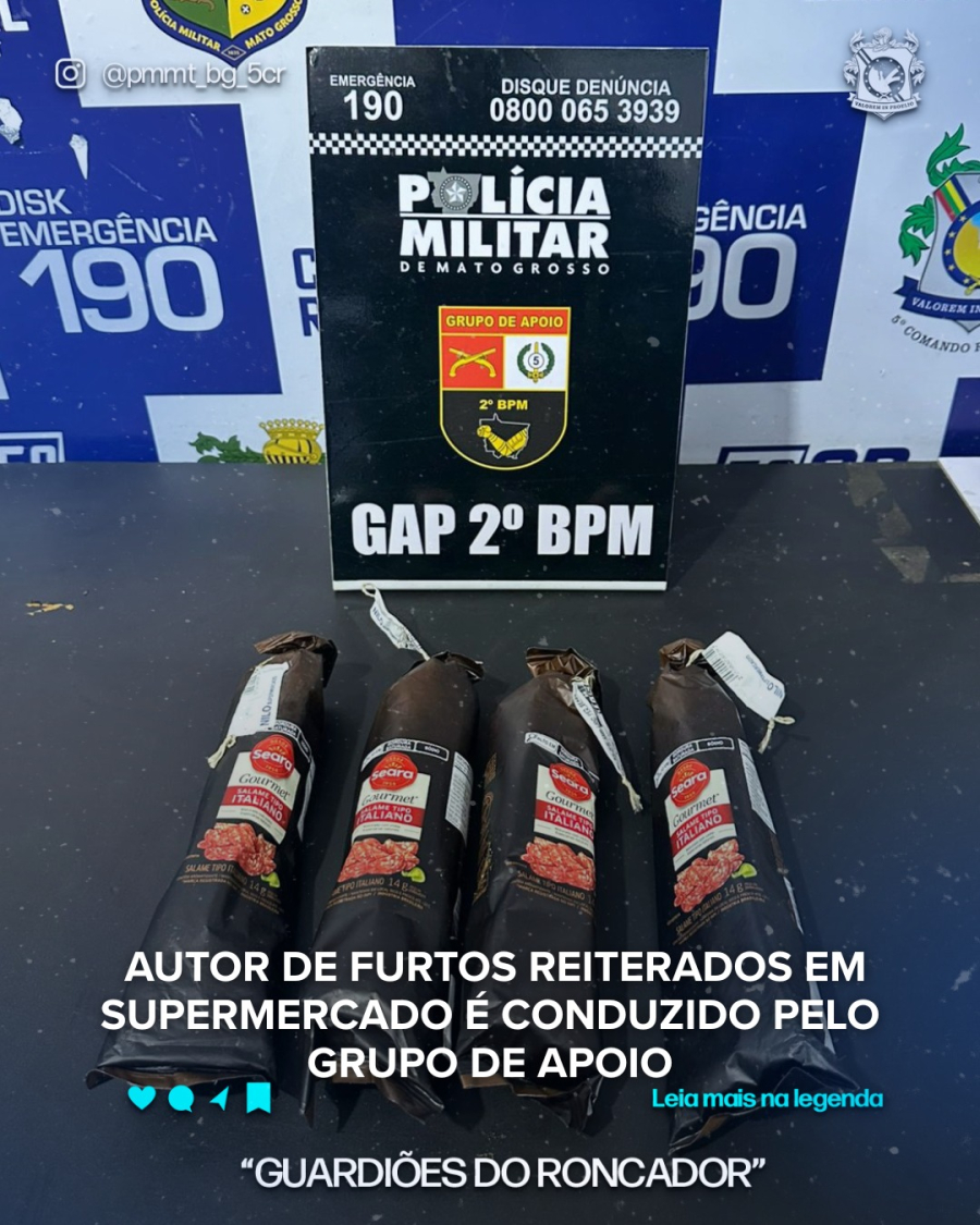 AUTOR DE FURTOS REITERADOS EM SUPERMERCADO É CONDUZIDO PELO GRUPO DE APOIO