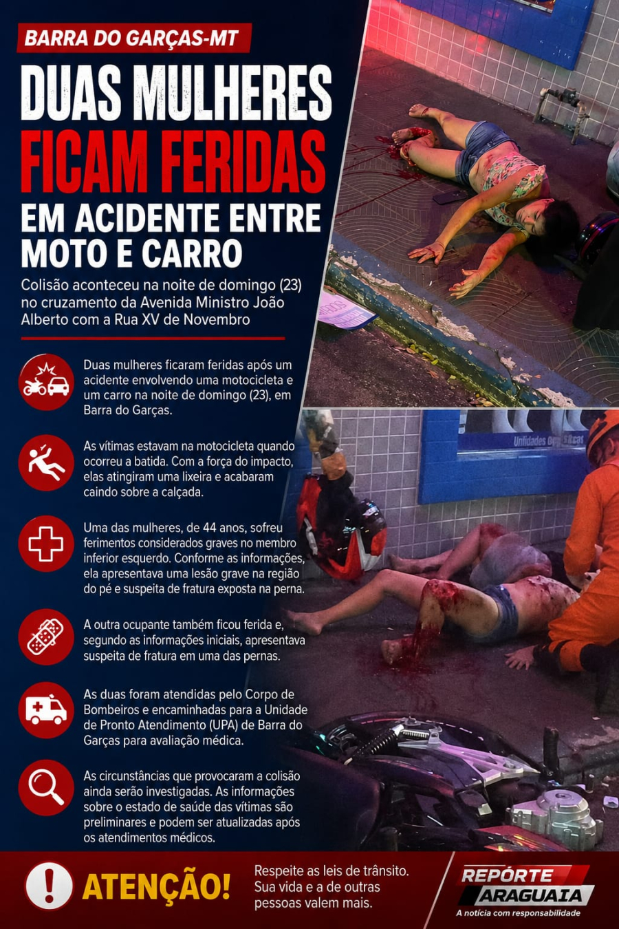  Acidente entre motocicleta e carro