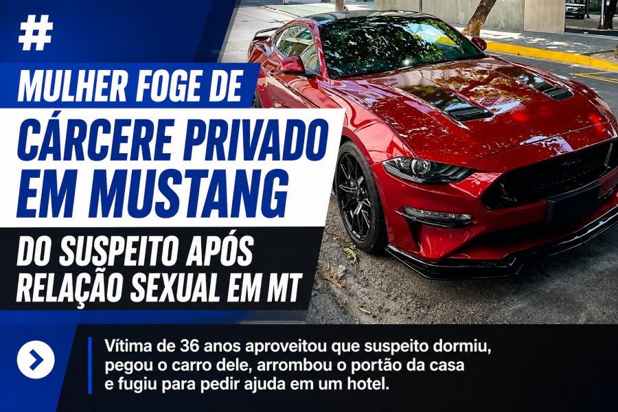 Após sexo, mulher usa Mustang para fugir da casa de contador em MT...