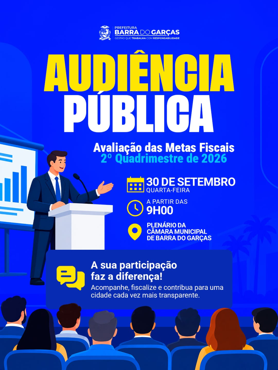 Prefeitura de Barra do Garças realiza Audiência Pública para Avaliação das Metas Fiscais do 2º Quadrimestre de 2026