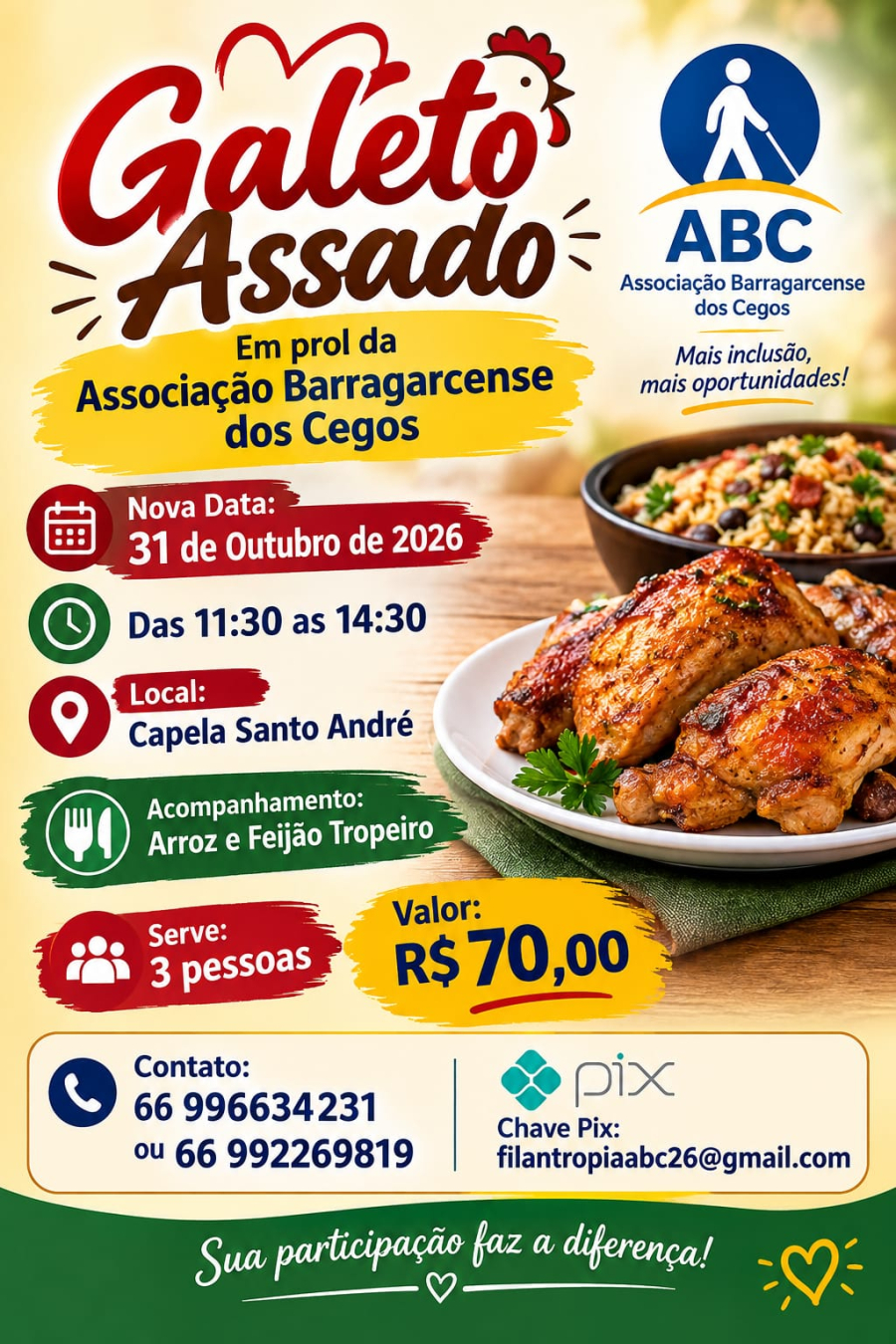 VAMOS AJUDAR A ABC? Galeto Assado Solidário!