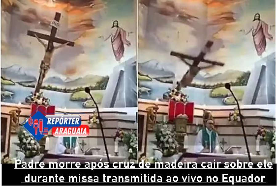 Padre morre após cruz de madeira cair sobre ele durante missa transmitida ao vivo no Equador; veja vídeo